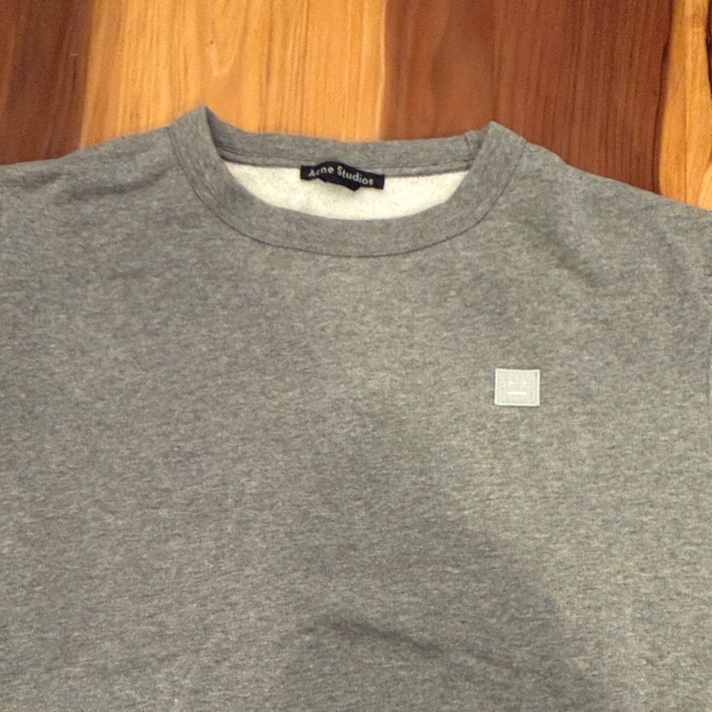 Acne Studios unisex Grey Crewneck Sweatshirt with Subtle Logo Patch
